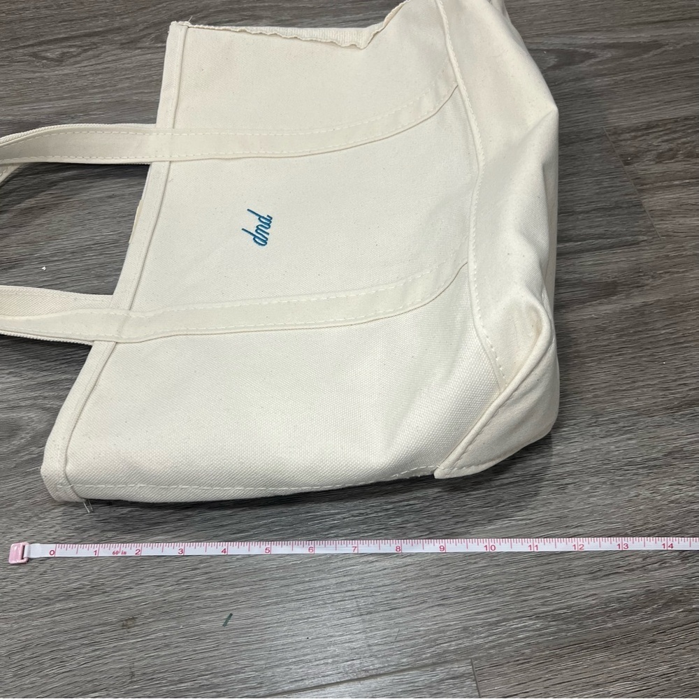 L.L. Bean boat and Tote with Blue Detail "dnd" cursive Medium Regular Handle - Picture 9 of 10